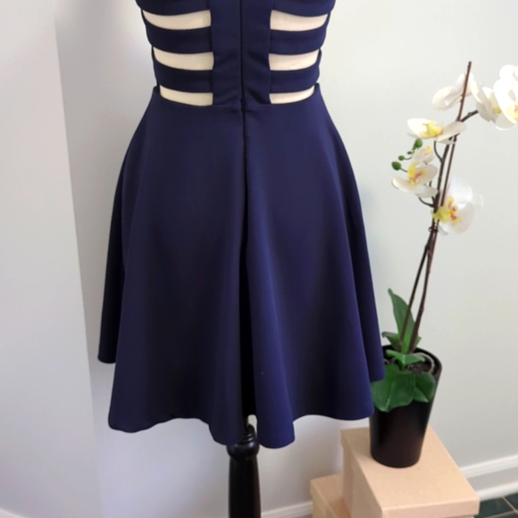 Lulu's Navy Blue Ribcage Style Back Mini Skater Dress - Size: S - Picture 8 of 12